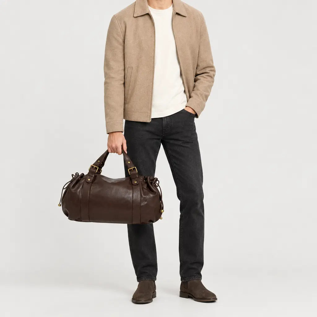 Sac à main carré en polyester - cafe