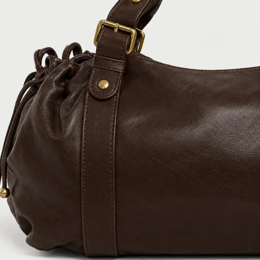 Sac à main carré en polyester - cafe