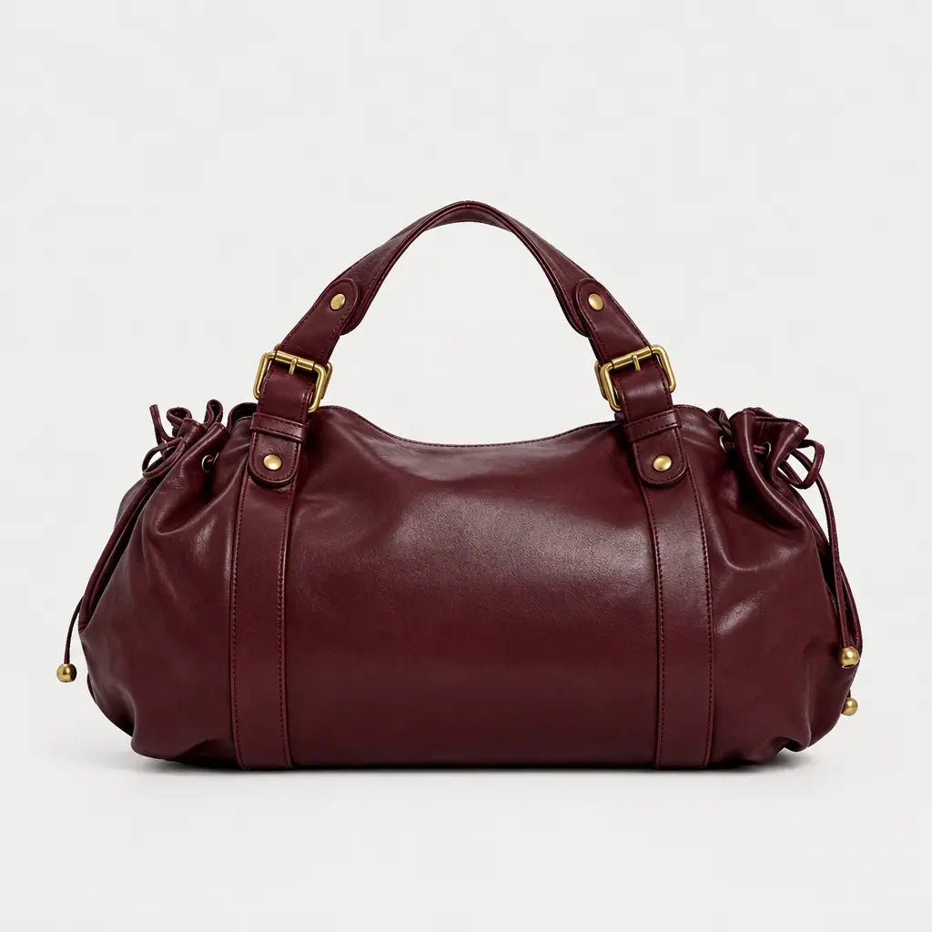 Sac à main carré en polyester - bordeaux