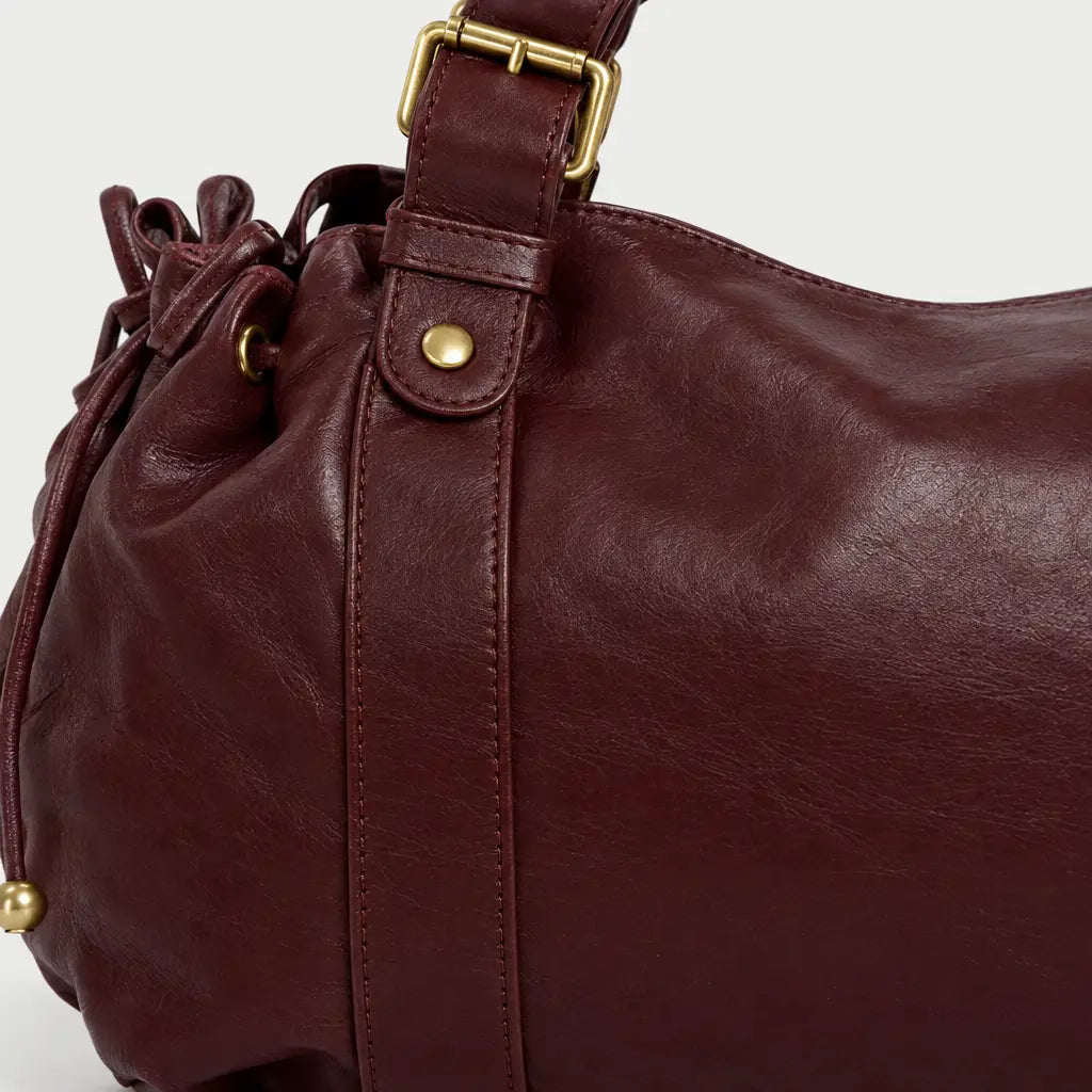 Sac à main carré en polyester - bordeaux
