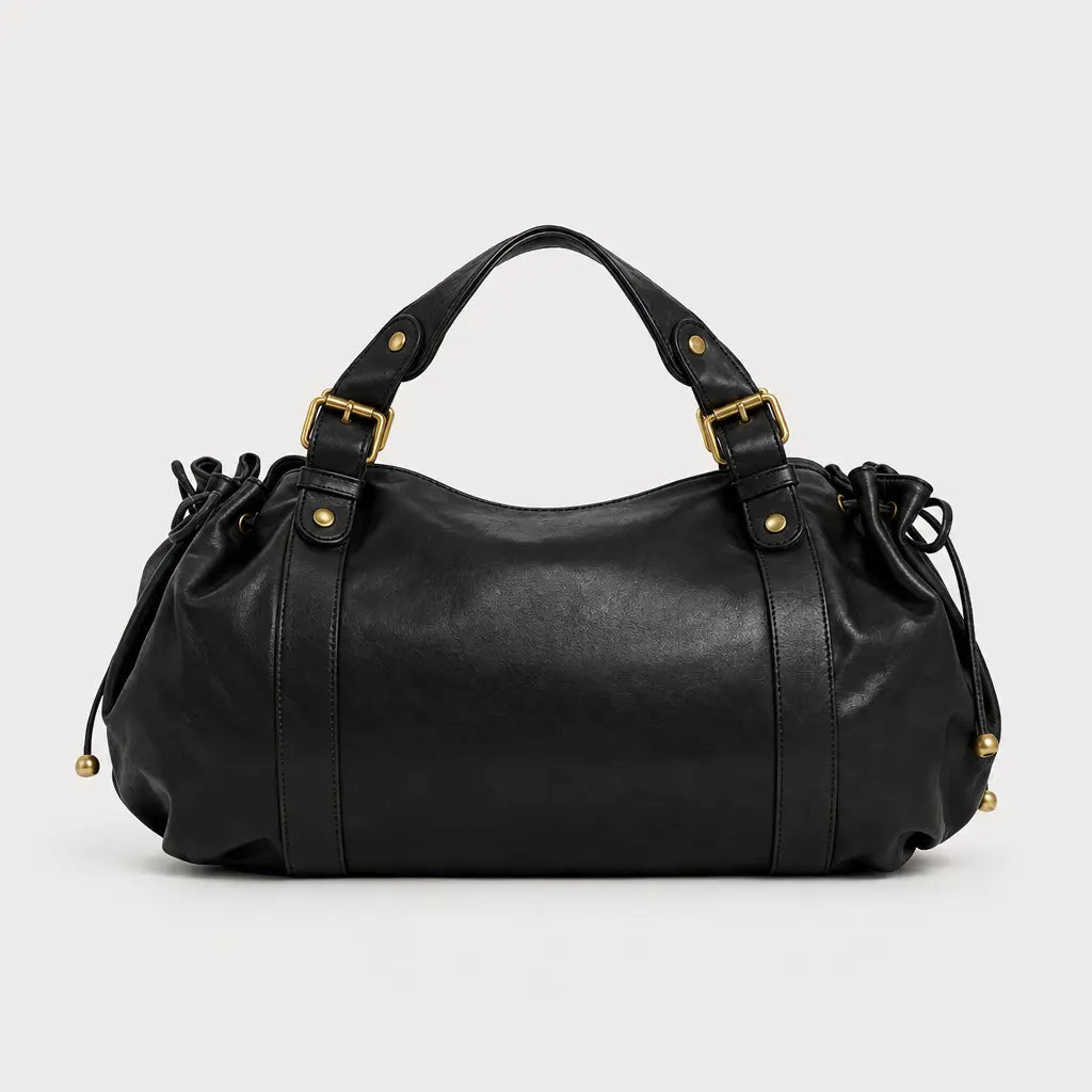 Sac à main carré en polyester - noir