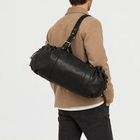 Sac à main carré en polyester - noir