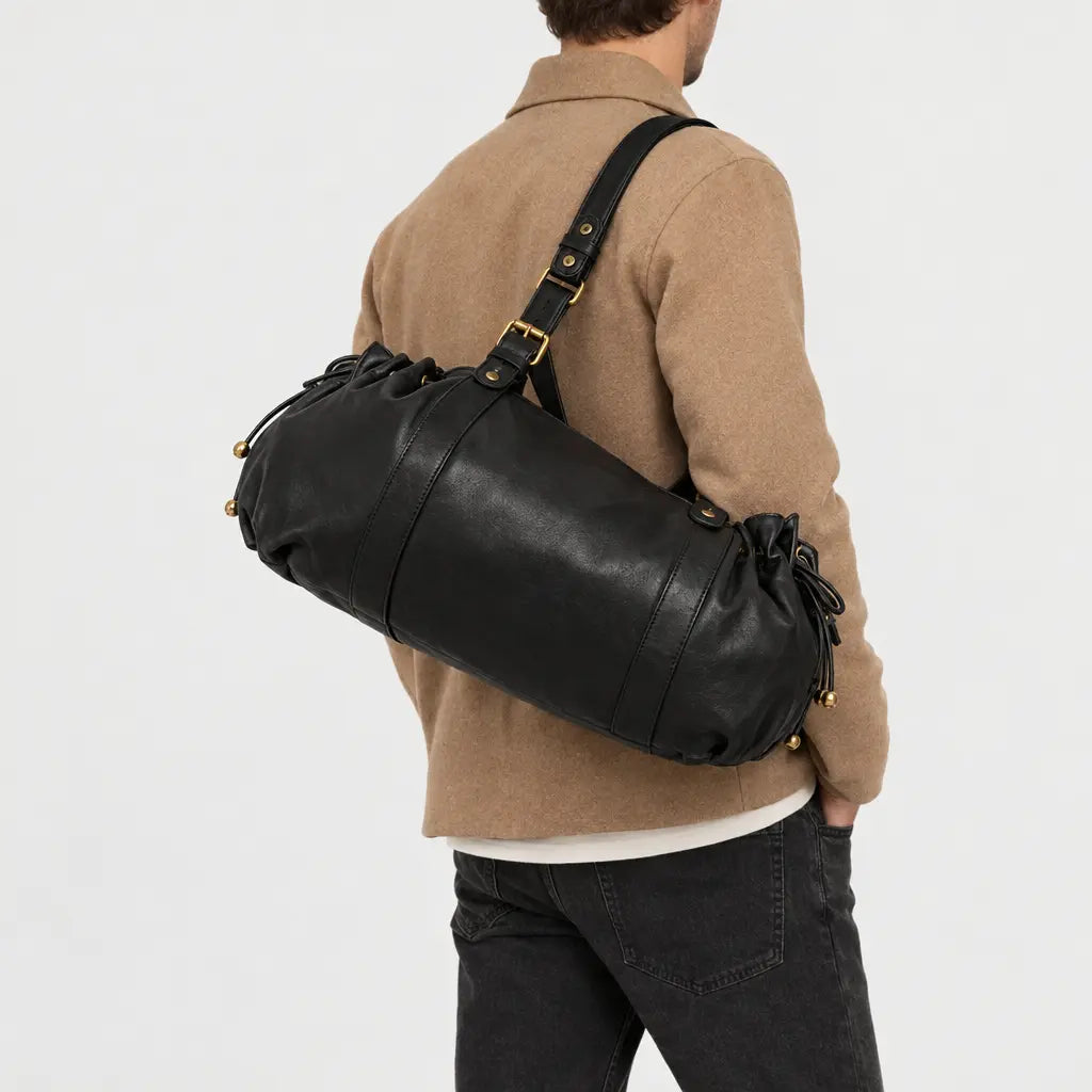 Sac à main carré en polyester - noir
