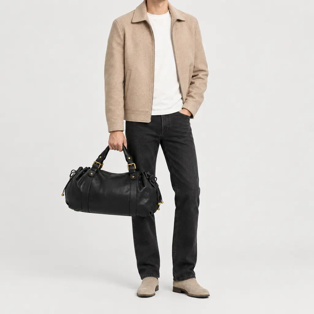 Sac à main carré en polyester - noir