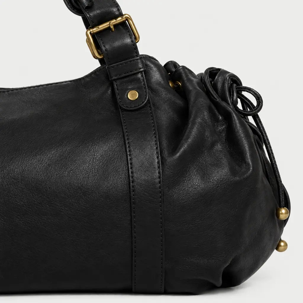 Sac à main carré en polyester - noir