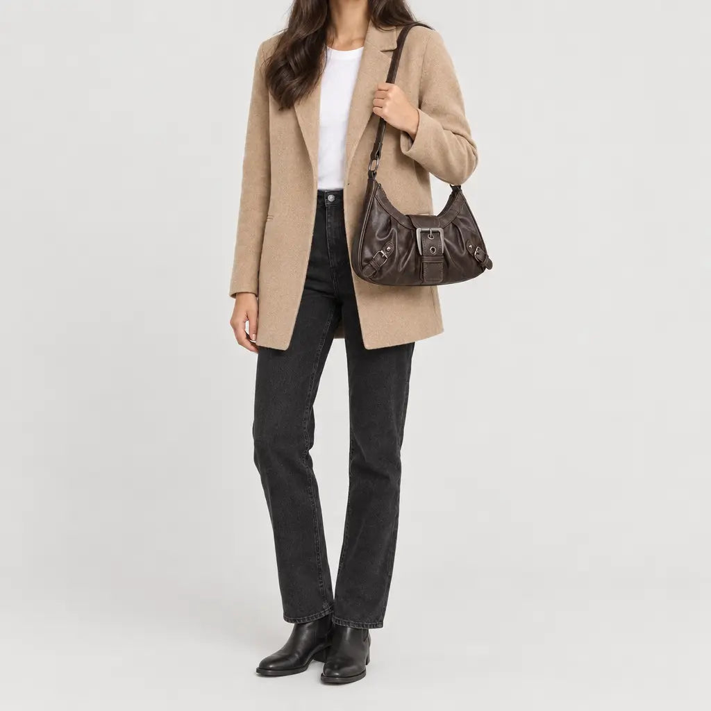 Sac à main femme à rivets - cafe