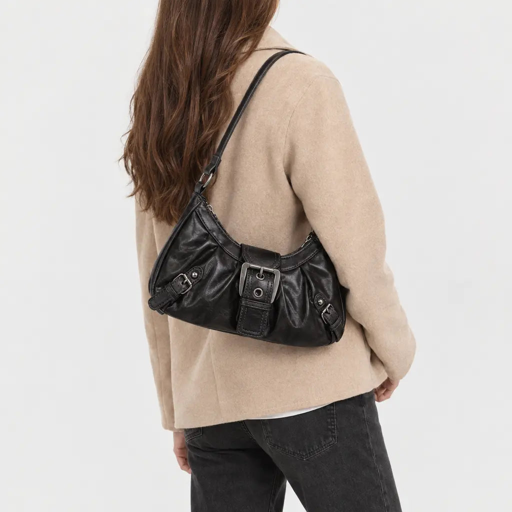 Sac à main femme à rivets - noir
