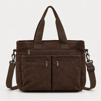 Sac bandoulière femme en velours côtelé - cafe