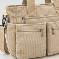 Sac bandoulière femme en velours côtelé - beige