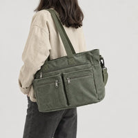 Sac bandoulière femme en velours côtelé - vert armee