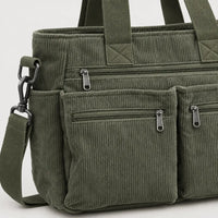 Sac bandoulière femme en velours côtelé - vert armee