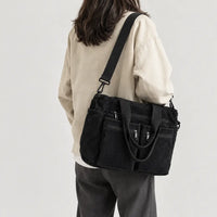 Sac bandoulière femme en velours côtelé - noir