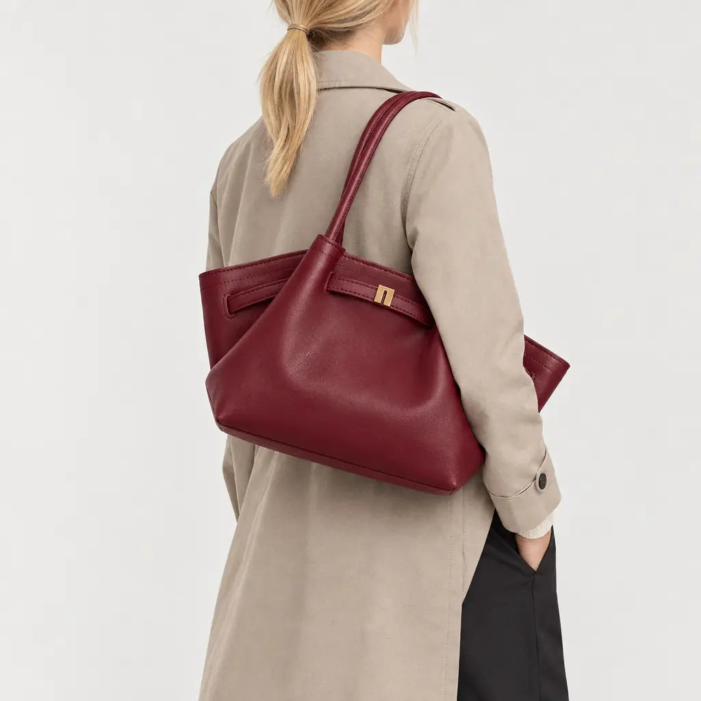 Sac à main femme en cuir - bordeaux