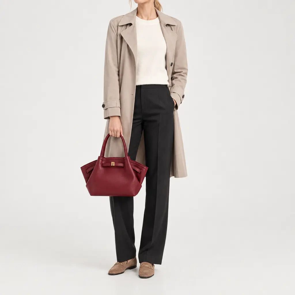 Sac à main femme en cuir - bordeaux