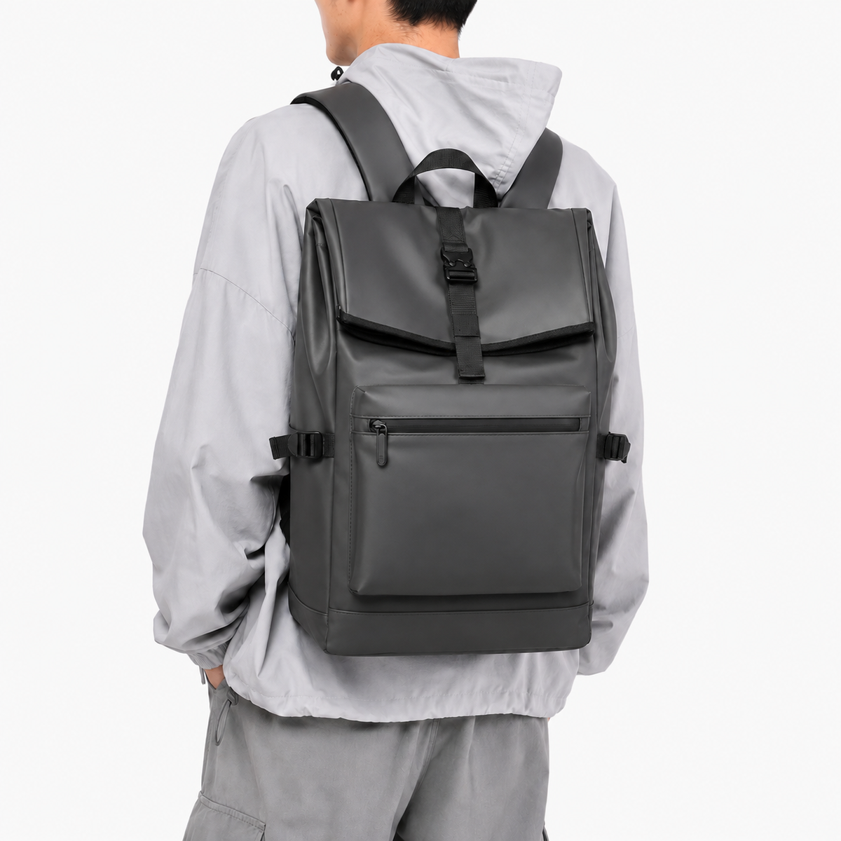 Sac à dos ordinateur homme à bretelles ergonomiques - gris