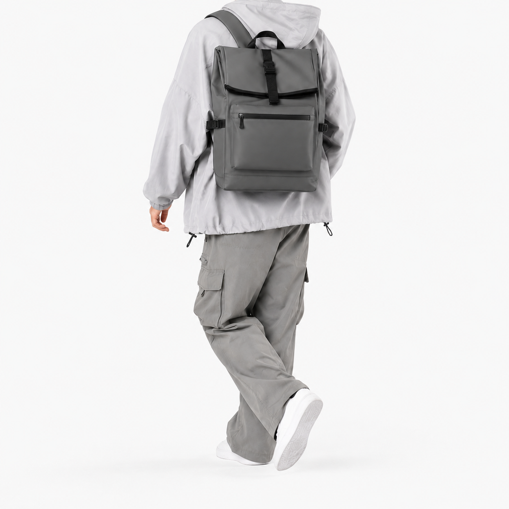 Sac à dos ordinateur homme à bretelles ergonomiques - gris