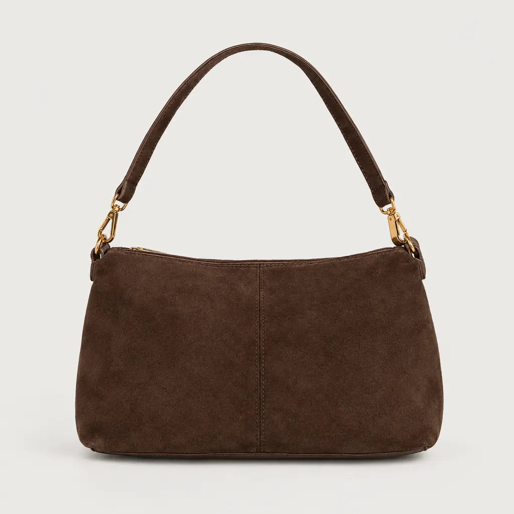 Petit sac à main femme en faux daim - cafe