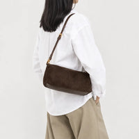 Petit sac à main femme en faux daim - cafe