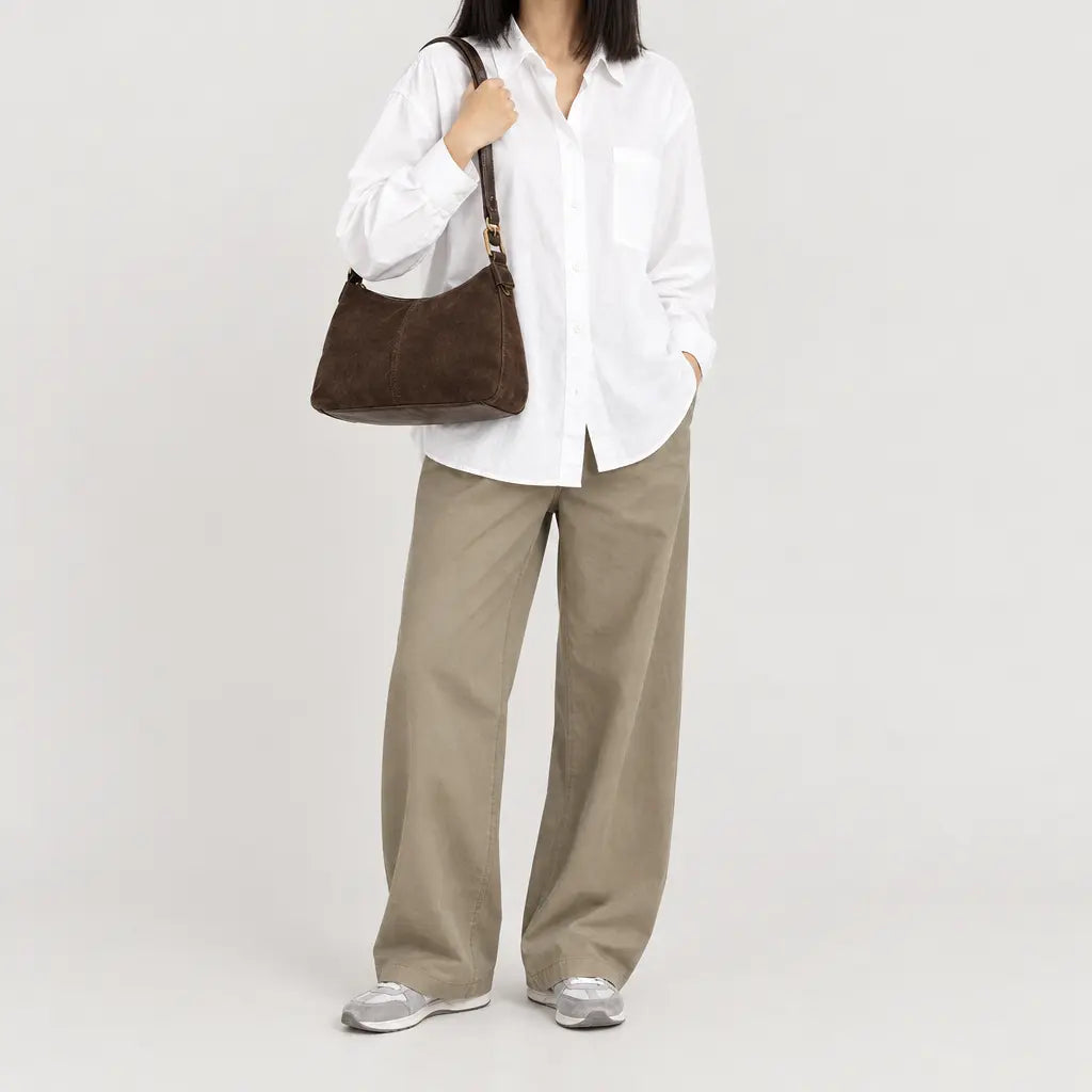 Petit sac à main femme en faux daim - cafe
