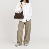 Petit sac à main femme en faux daim - cafe