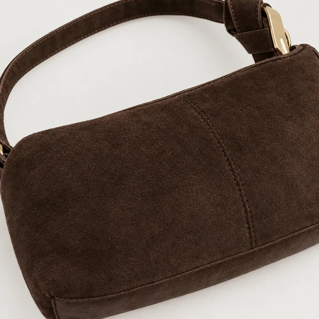 Petit sac à main femme en faux daim - cafe