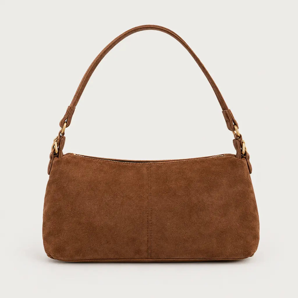Petit sac à main femme en faux daim - marron