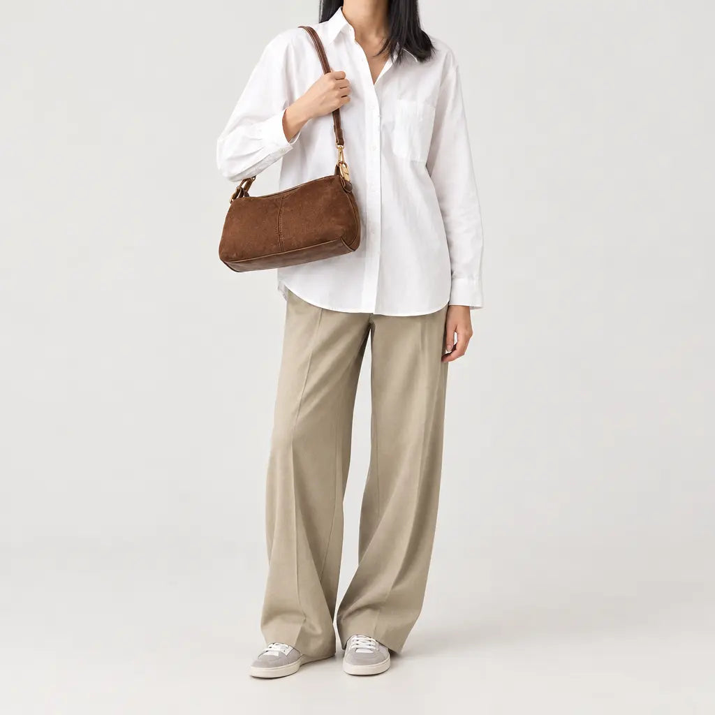 Petit sac à main femme en faux daim - marron