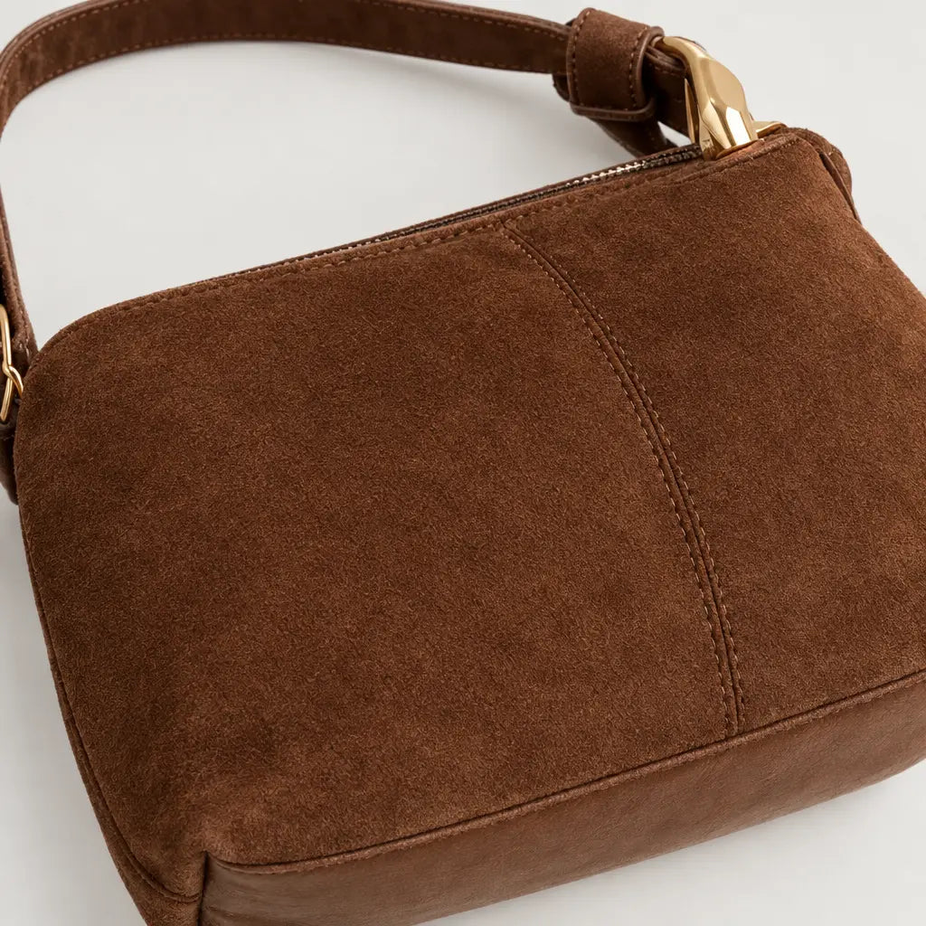 Petit sac à main femme en faux daim - marron