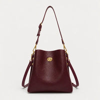 Sac seau femme en simili cuir - bordeaux