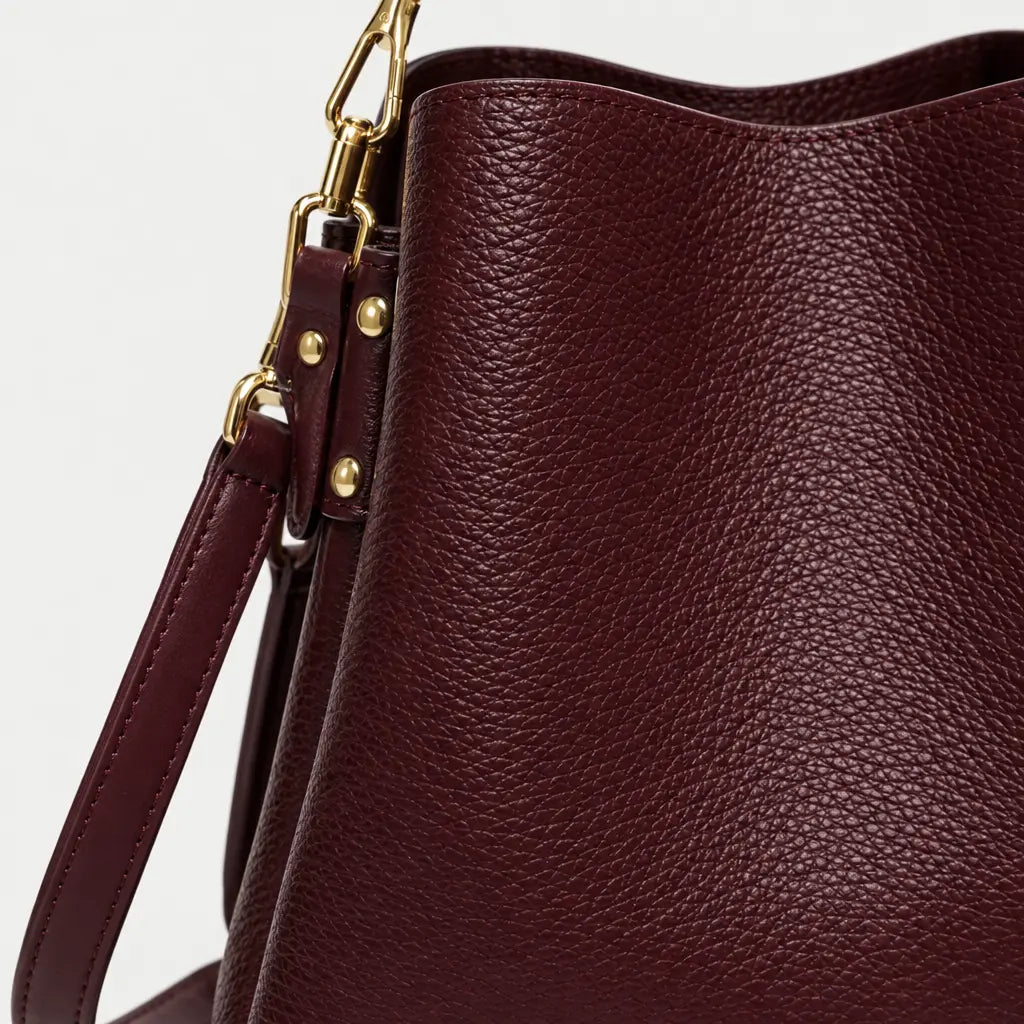Sac seau femme en simili cuir - bordeaux