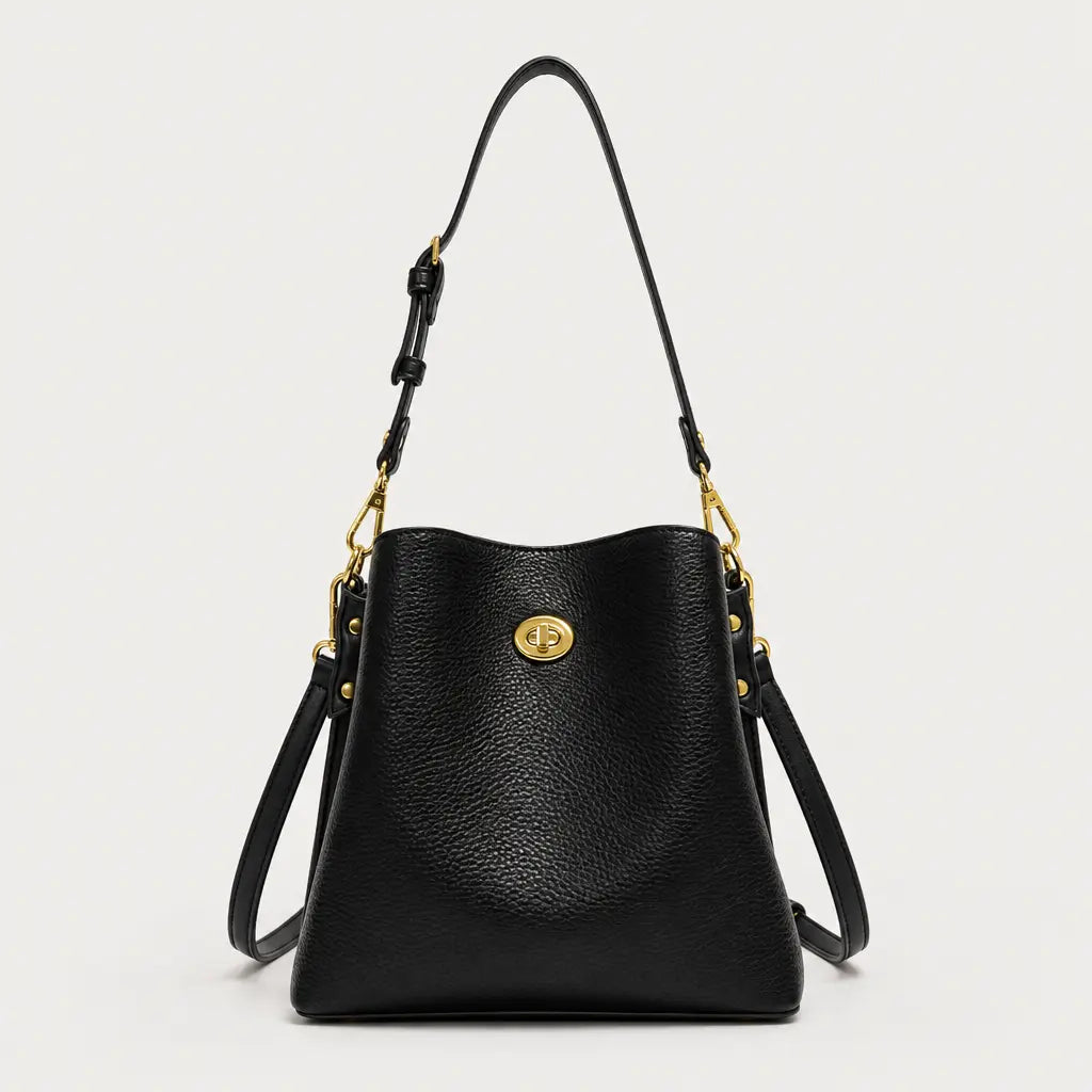 Sac seau femme en simili cuir - noir