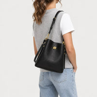 Sac seau femme en simili cuir - noir