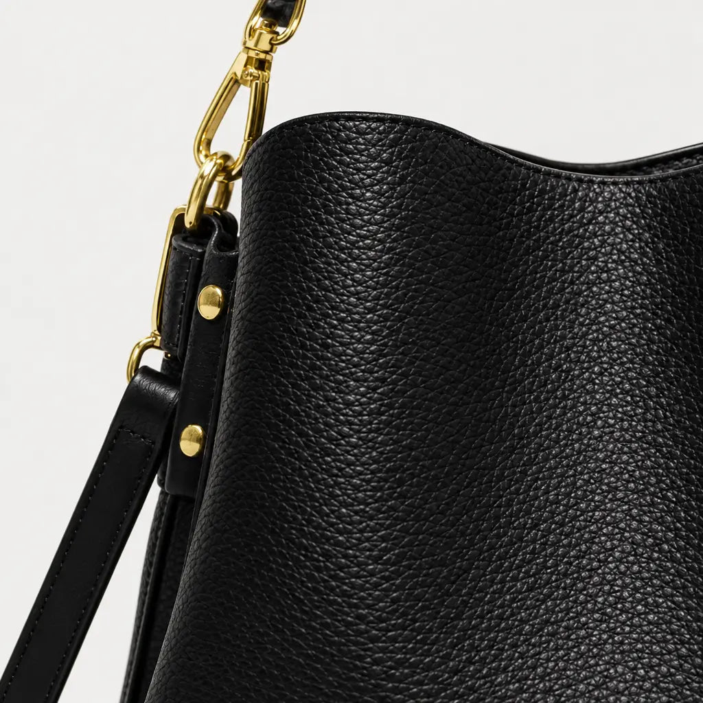 Sac seau femme en simili cuir - noir