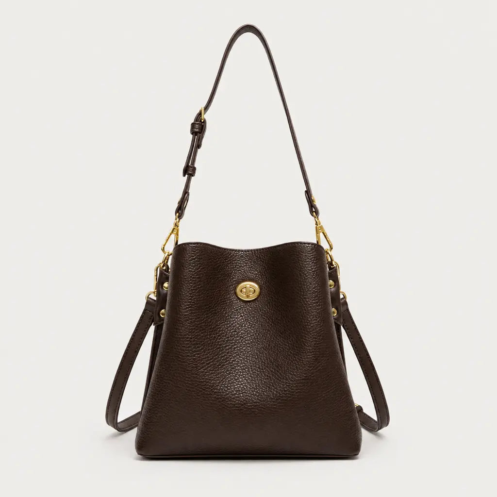 Sac seau femme en simili cuir - cafe