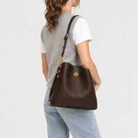 Sac seau femme en simili cuir - cafe