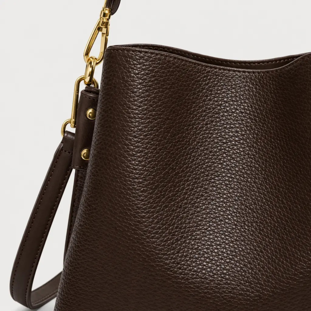 Sac seau femme en simili cuir - cafe