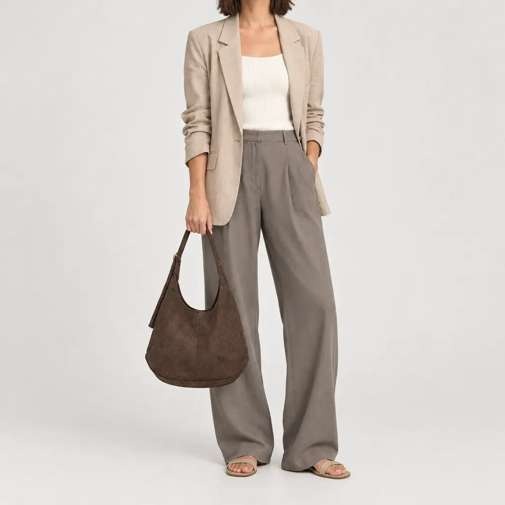 Sac hobo femme en simili cuir - cafe