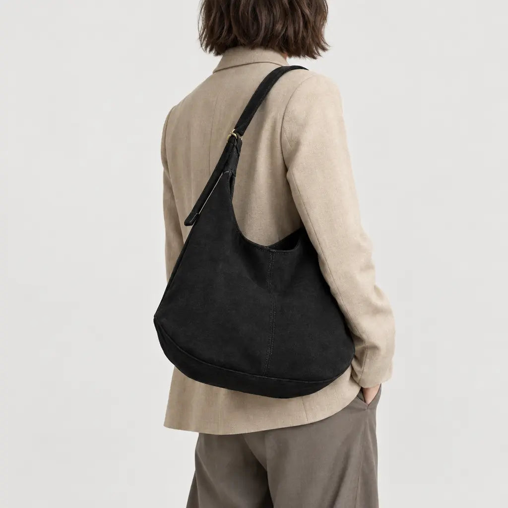 Sac hobo femme en simili cuir - noir