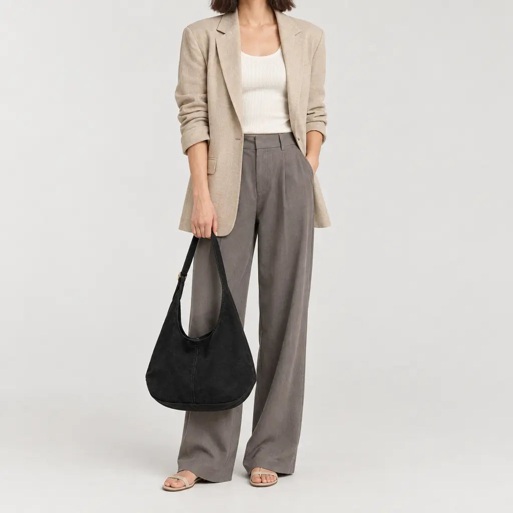 Sac hobo femme en simili cuir - noir