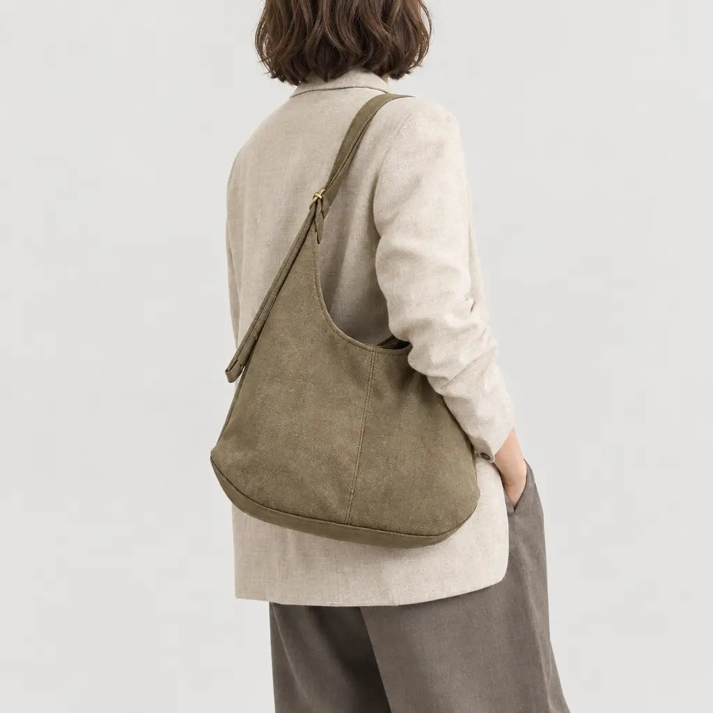Sac hobo femme en simili cuir - kaki