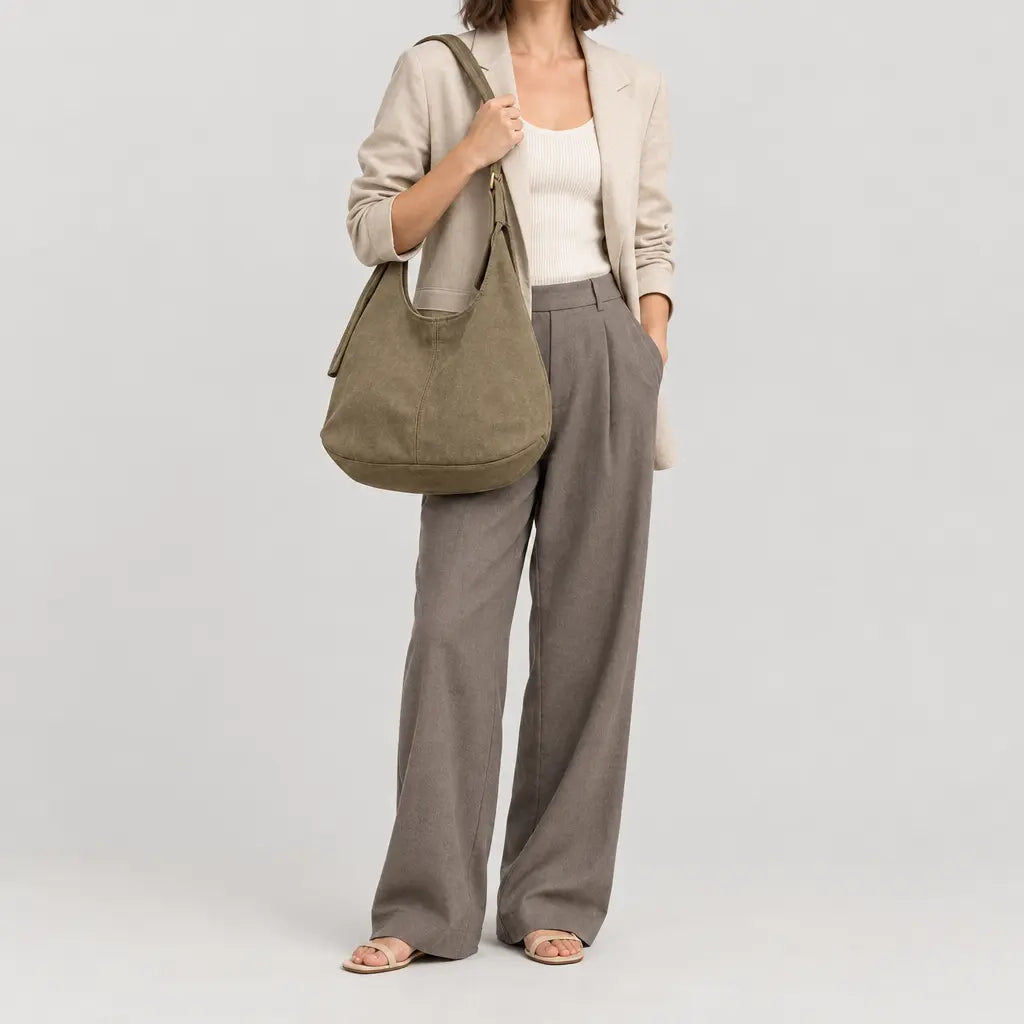 Sac hobo femme en simili cuir - kaki