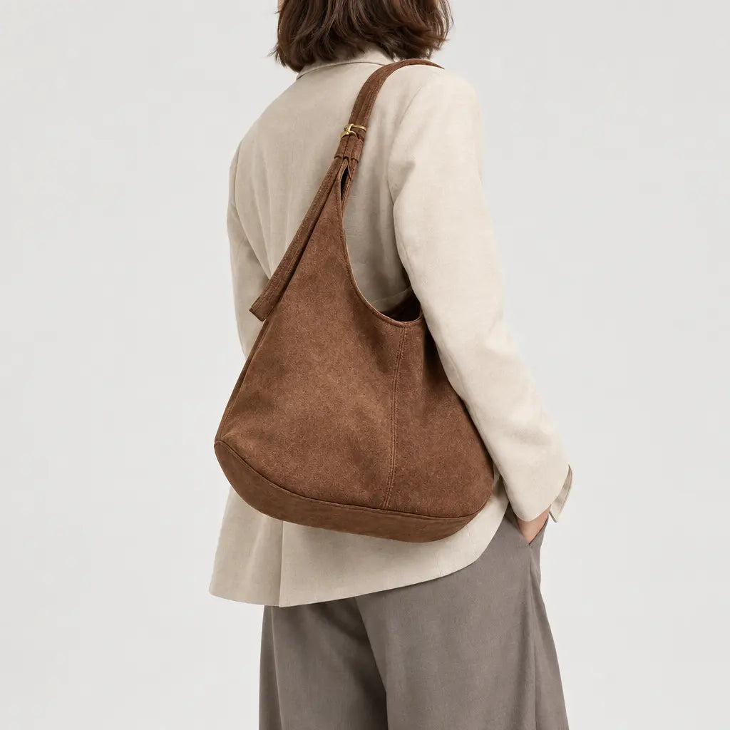 Sac hobo femme en simili cuir - marron