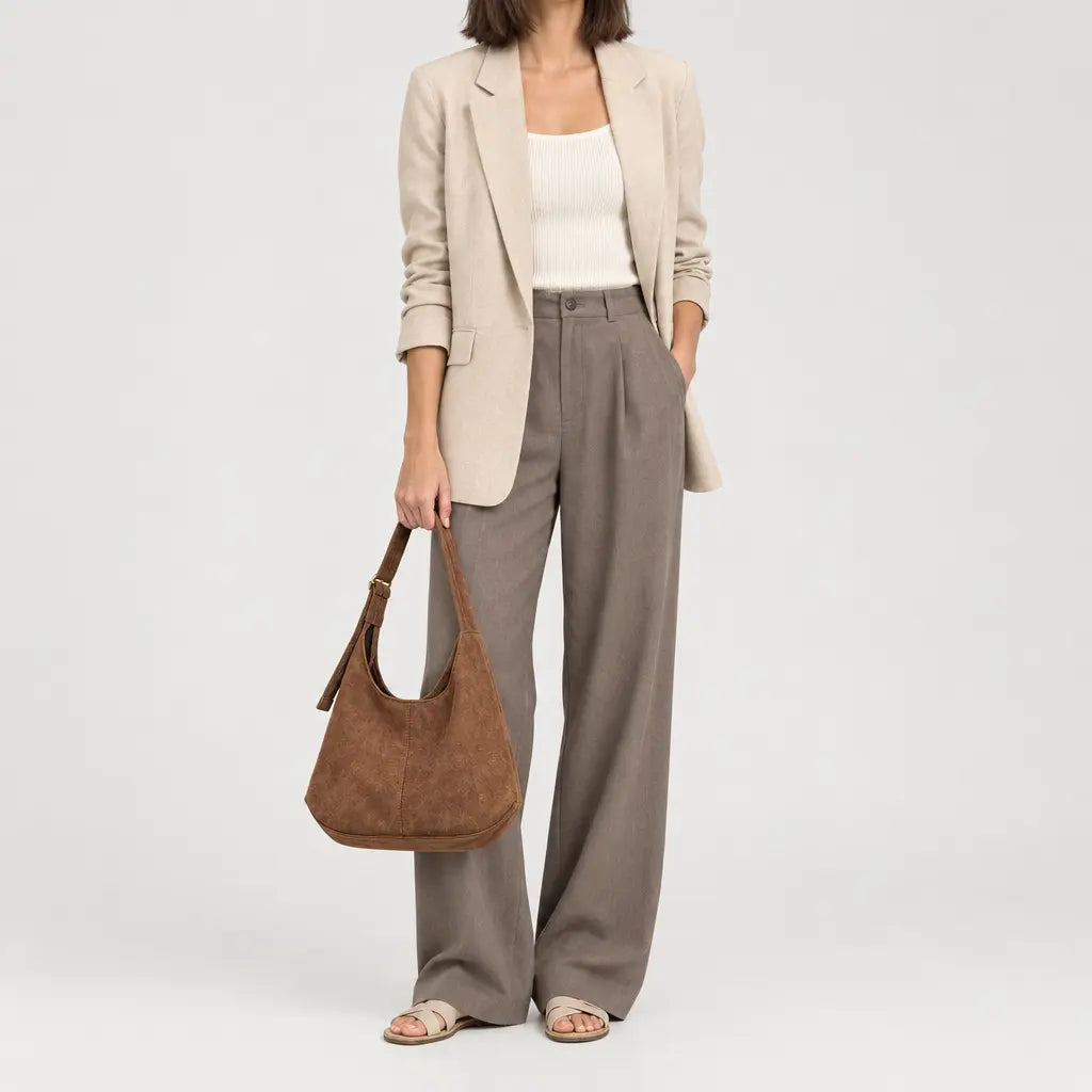 Sac hobo femme en simili cuir - marron