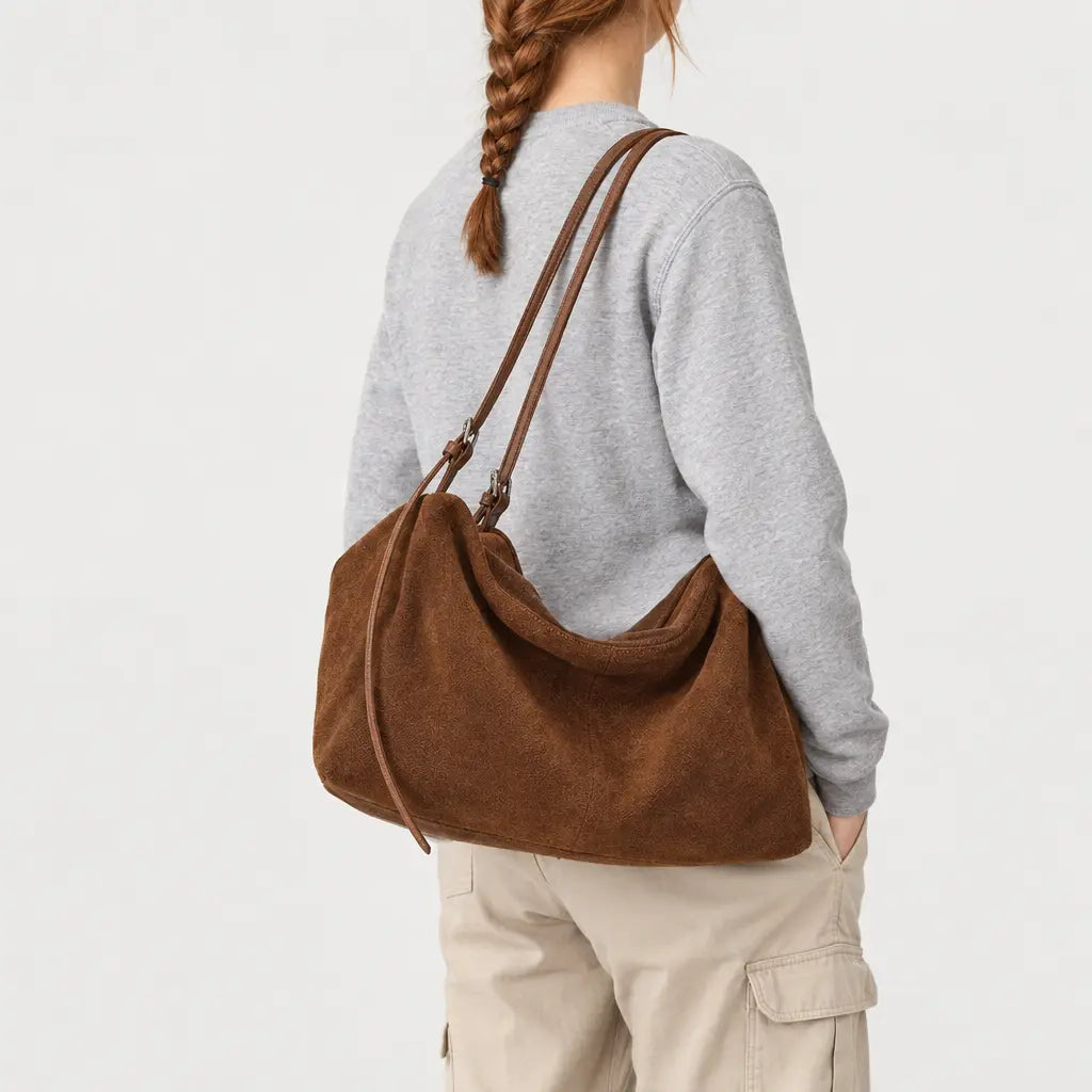 Sac cabas femme en cuir véritable - marron