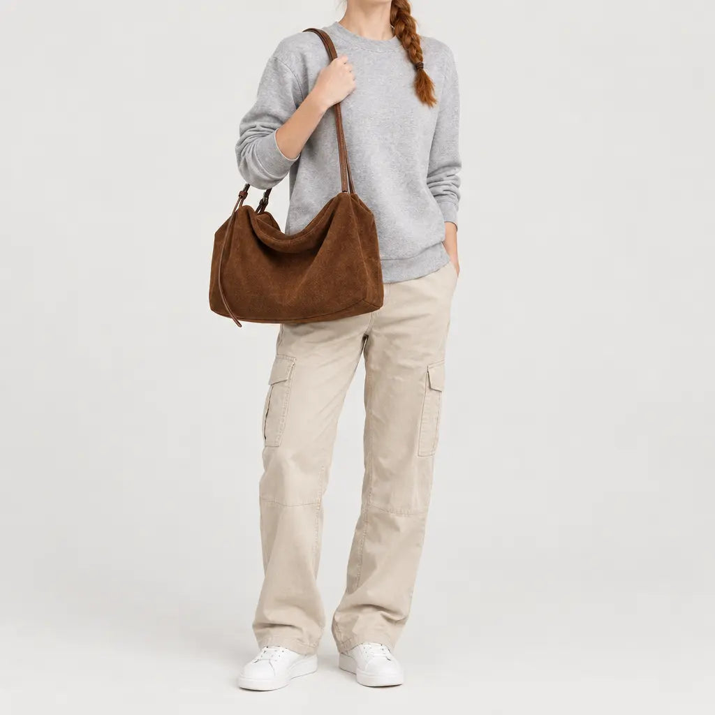 Sac cabas femme en cuir véritable - marron