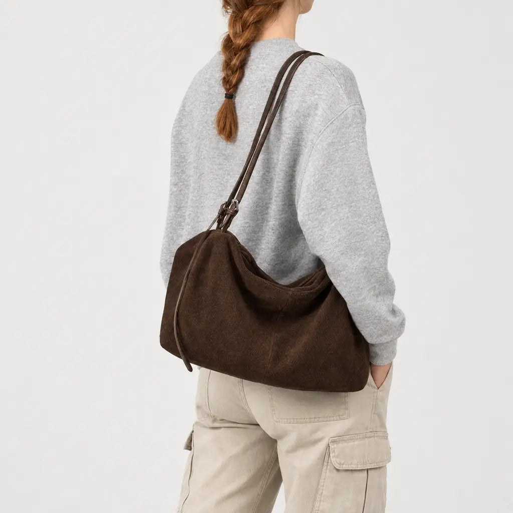 Sac cabas femme en cuir véritable - cafe