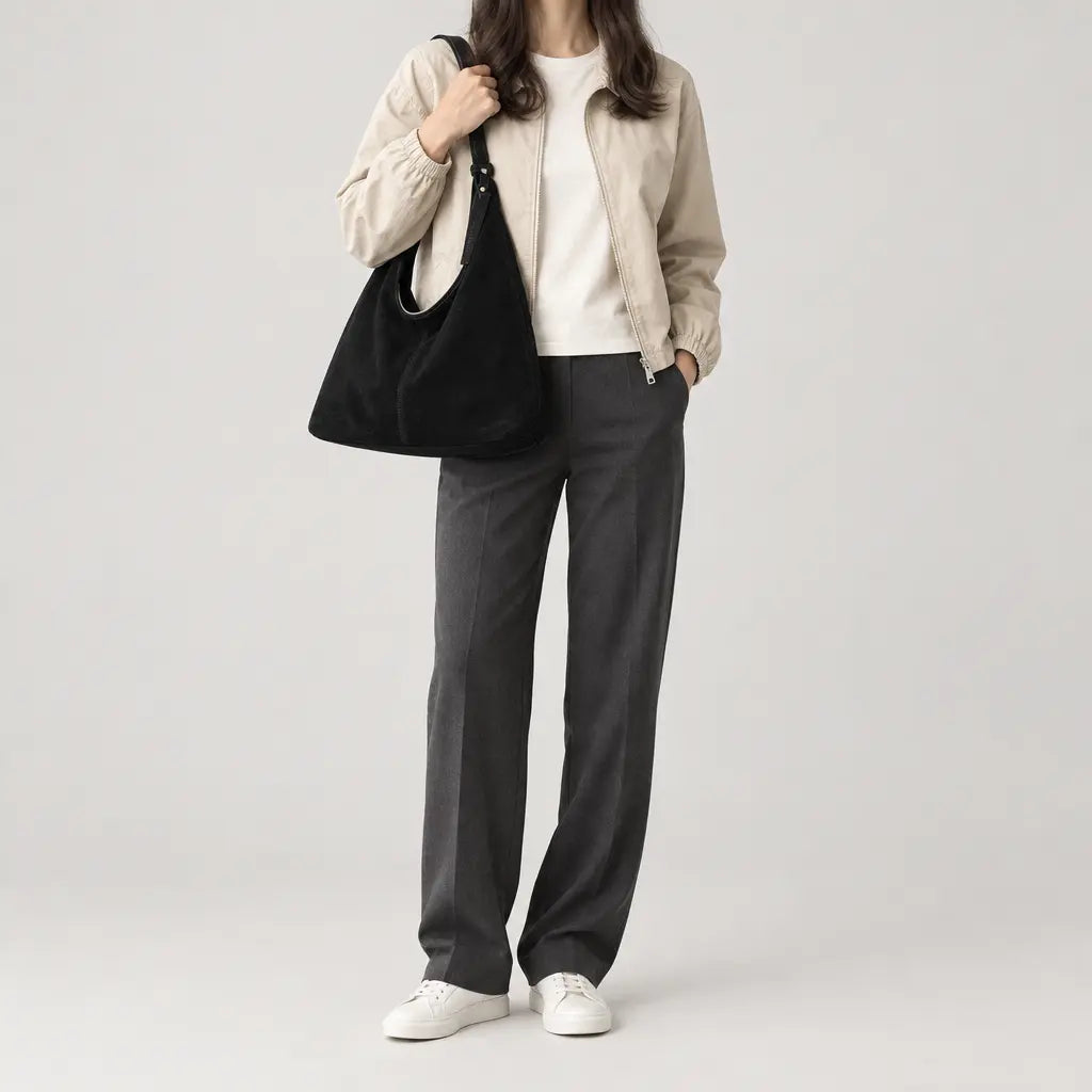 Sac hobo femme zippé - noir