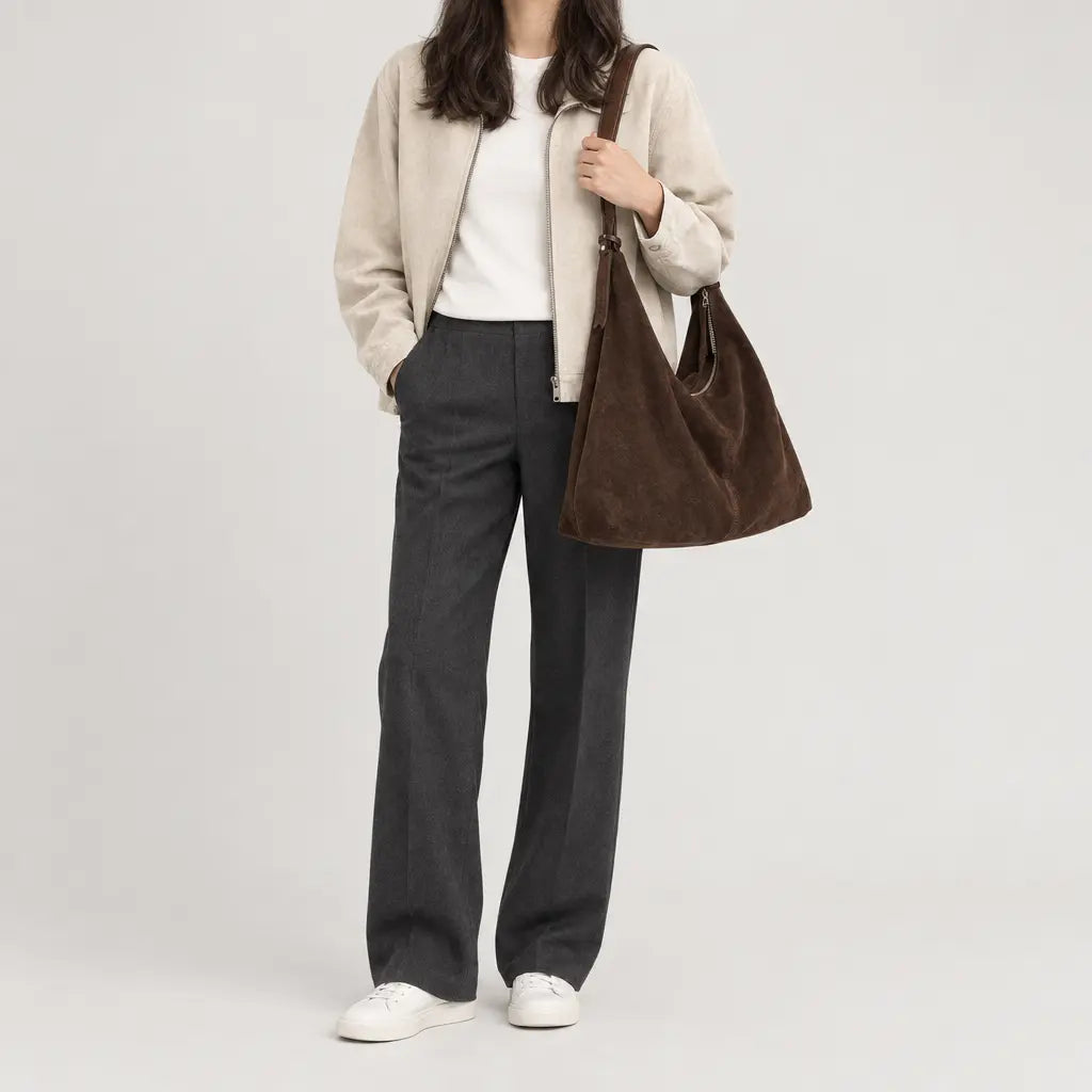 Sac hobo femme zippé - cafe