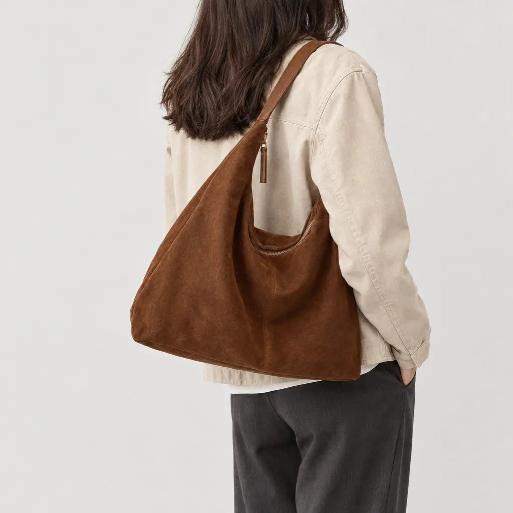 Sac hobo femme zippé - marron