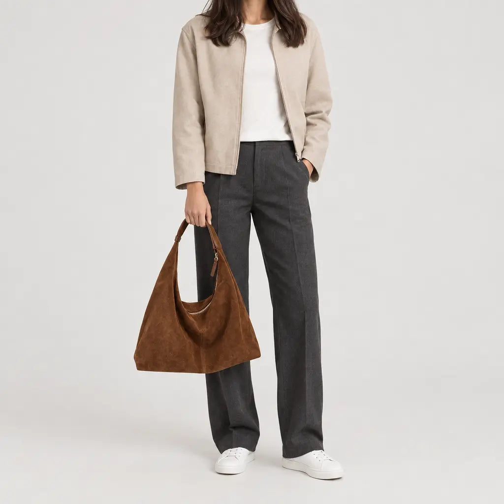 Sac hobo femme zippé - marron